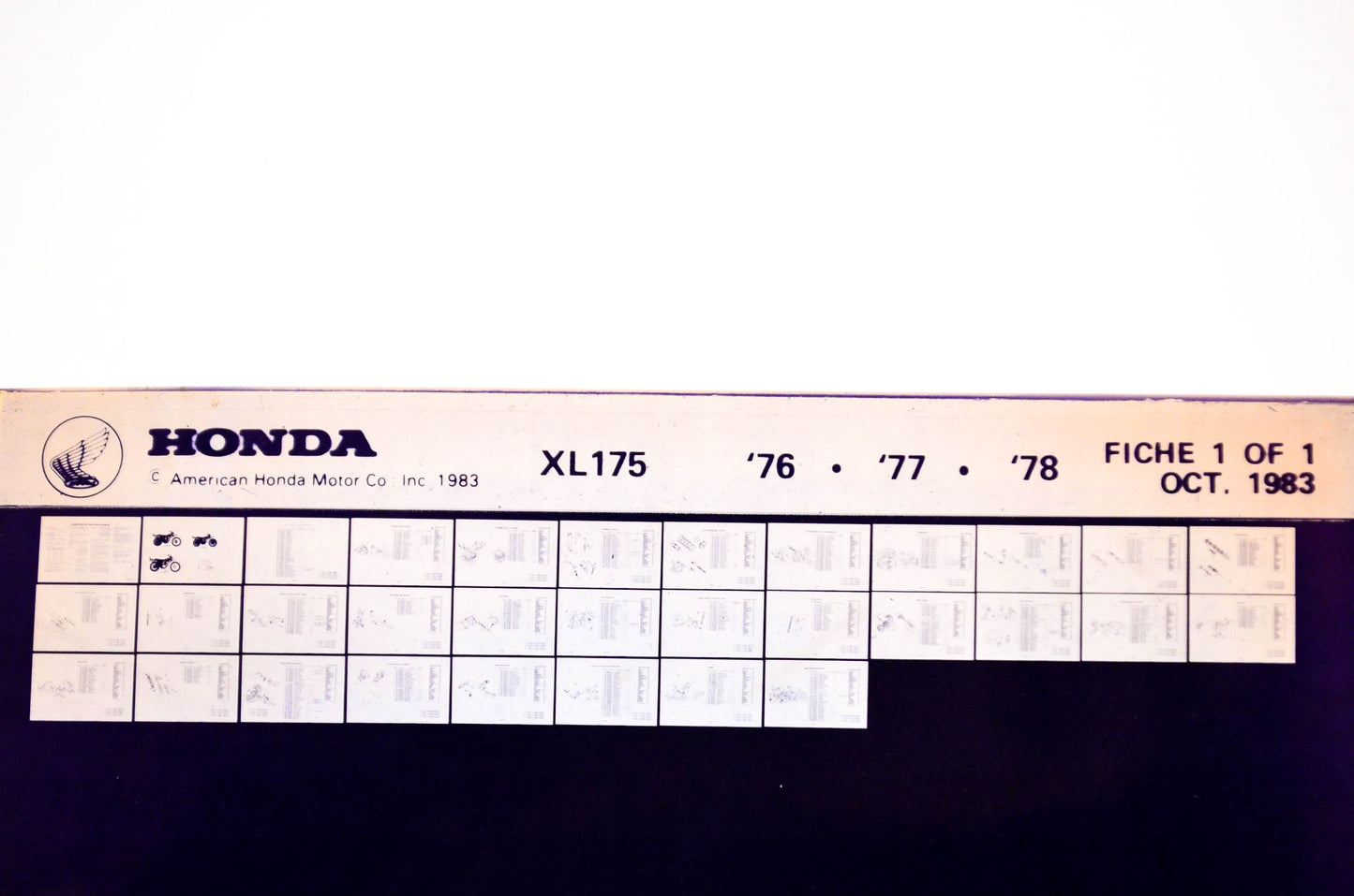 OEM Honda XL175 1983/October '76 - '78 Parts Catalog Microfiche
