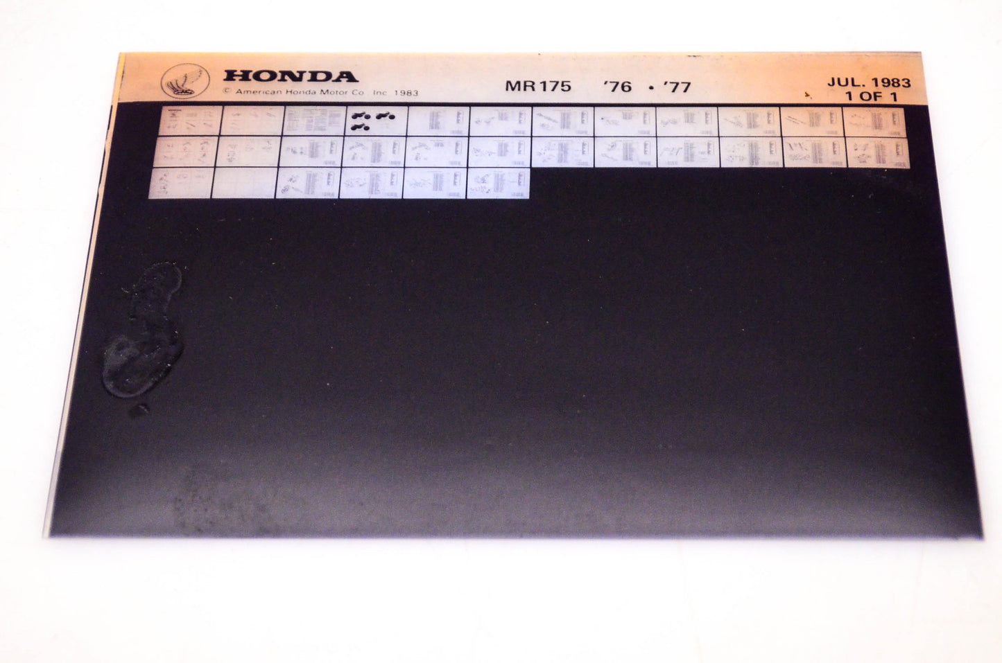 OEM Honda MR175 1983/July '76 - '77 Parts Catalog Microfiche