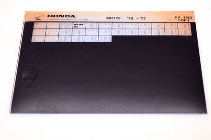 OEM Honda MR175 1983/July '76 - '77 Parts Catalog Microfiche