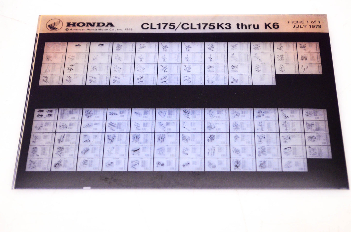 OEM Honda CL175/CL175K3 - K6 1978/July '78 Parts Catalog Microfiche