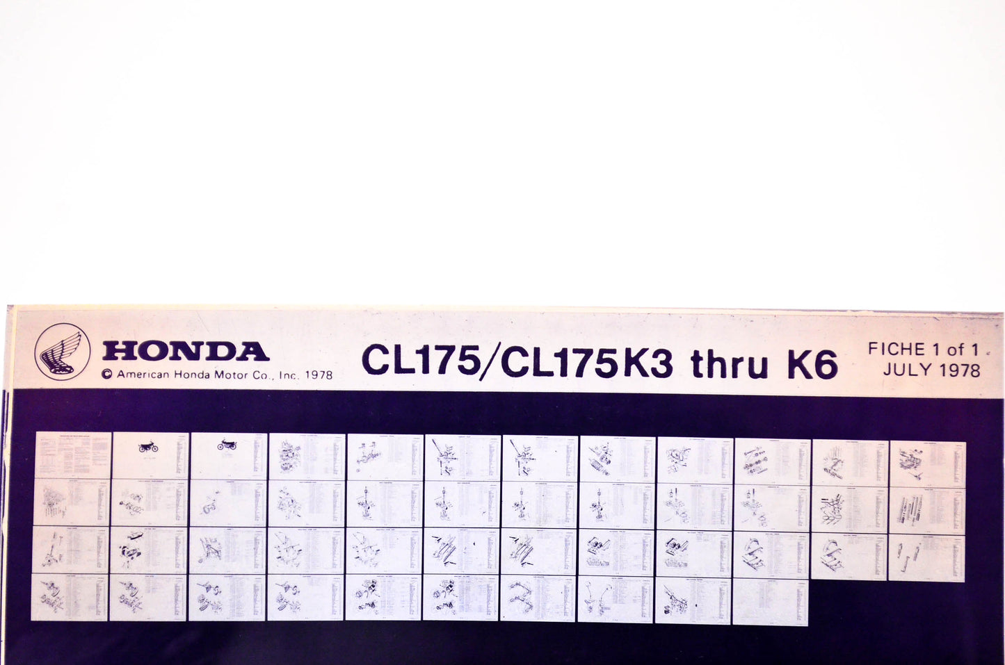 OEM Honda CL175/CL175K3 - K6 1978/July '78 Parts Catalog Microfiche