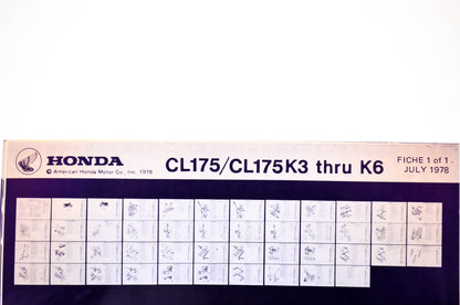 OEM Honda CL175/CL175K3 - K6 1978/July '78 Parts Catalog Microfiche