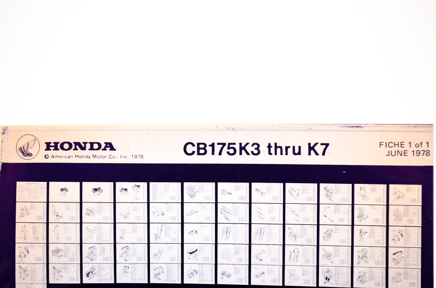 OEM Honda CB175K3 - K7 1978/June '78 Parts Catalog Microfiche