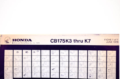 OEM Honda CB175K3 - K7 1978/June '78 Parts Catalog Microfiche
