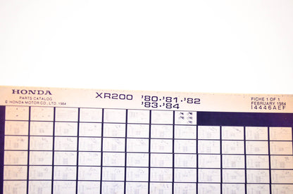 OEM Honda XR200 1984/February '80 - '84 Parts Catalog Microfiche