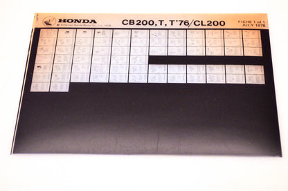 OEM Honda CB200, T, T'76/CL200 1978/July '78 Parts Catalog Microfiche
