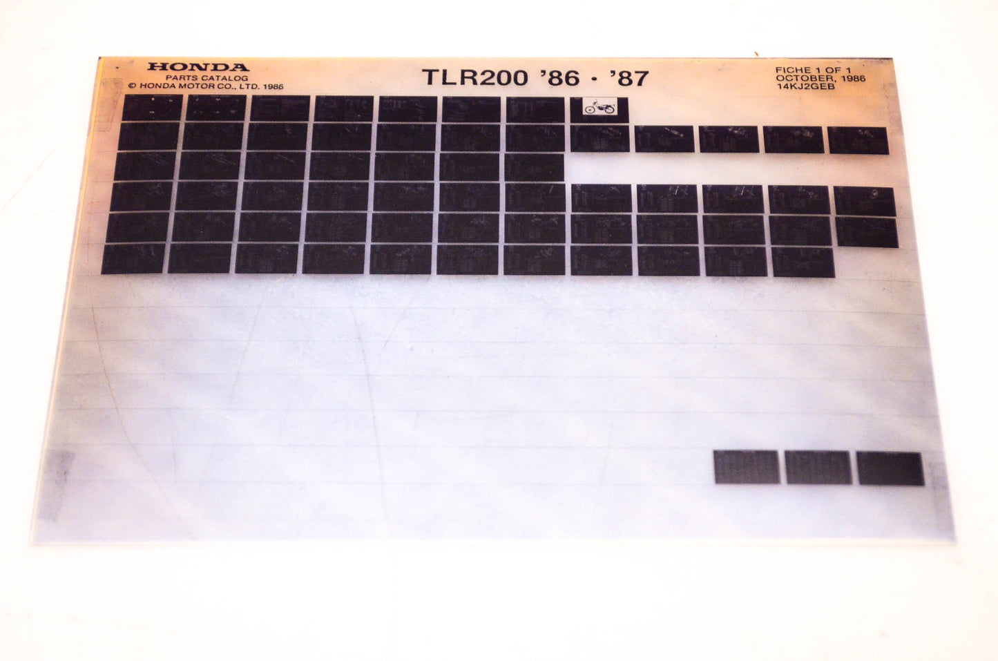 OEM Honda TLR200 1986/October '86 - '87 Parts Catalog Microfiche