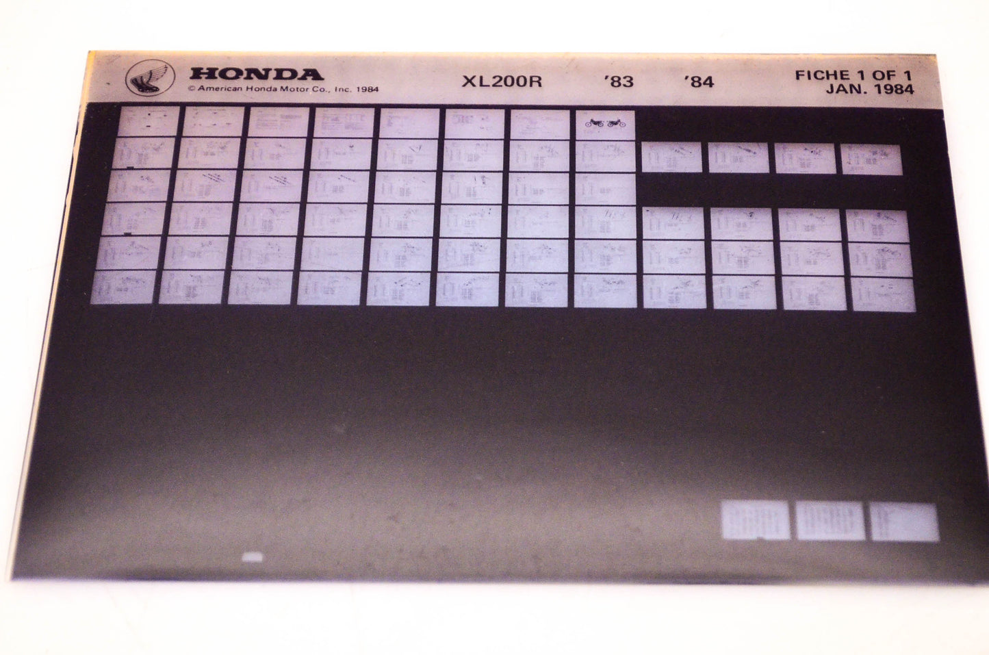 OEM Honda XL200R 1984/January '83 - '84 Parts Catalog Microfiche
