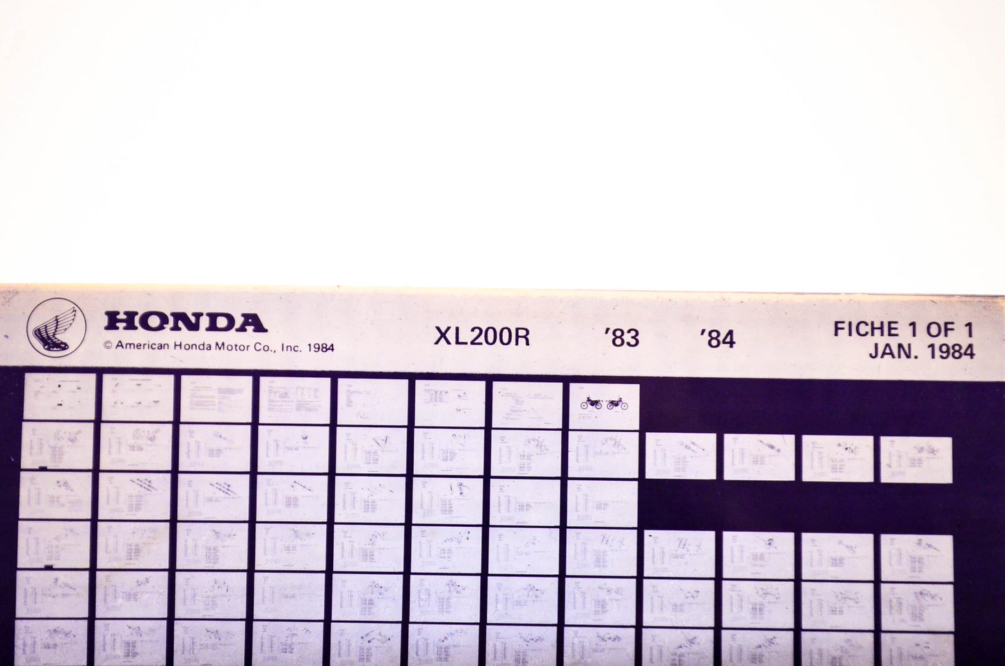 OEM Honda XL200R 1984/January '83 - '84 Parts Catalog Microfiche