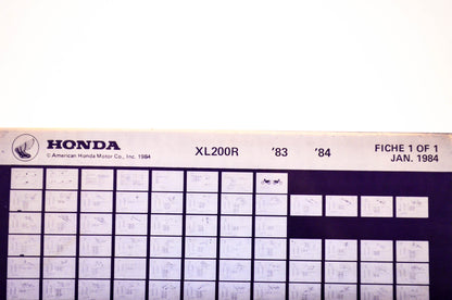 OEM Honda XL200R 1984/January '83 - '84 Parts Catalog Microfiche