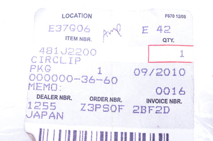 New OEM Kawasaki 481J2200 Circlip NOS