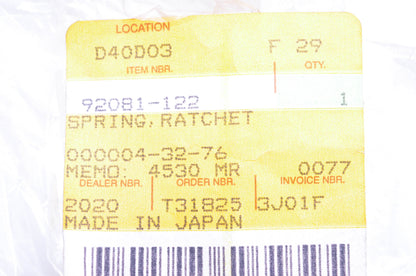 New OEM Kawasaki 92081-122 Ratchet Spring NOS