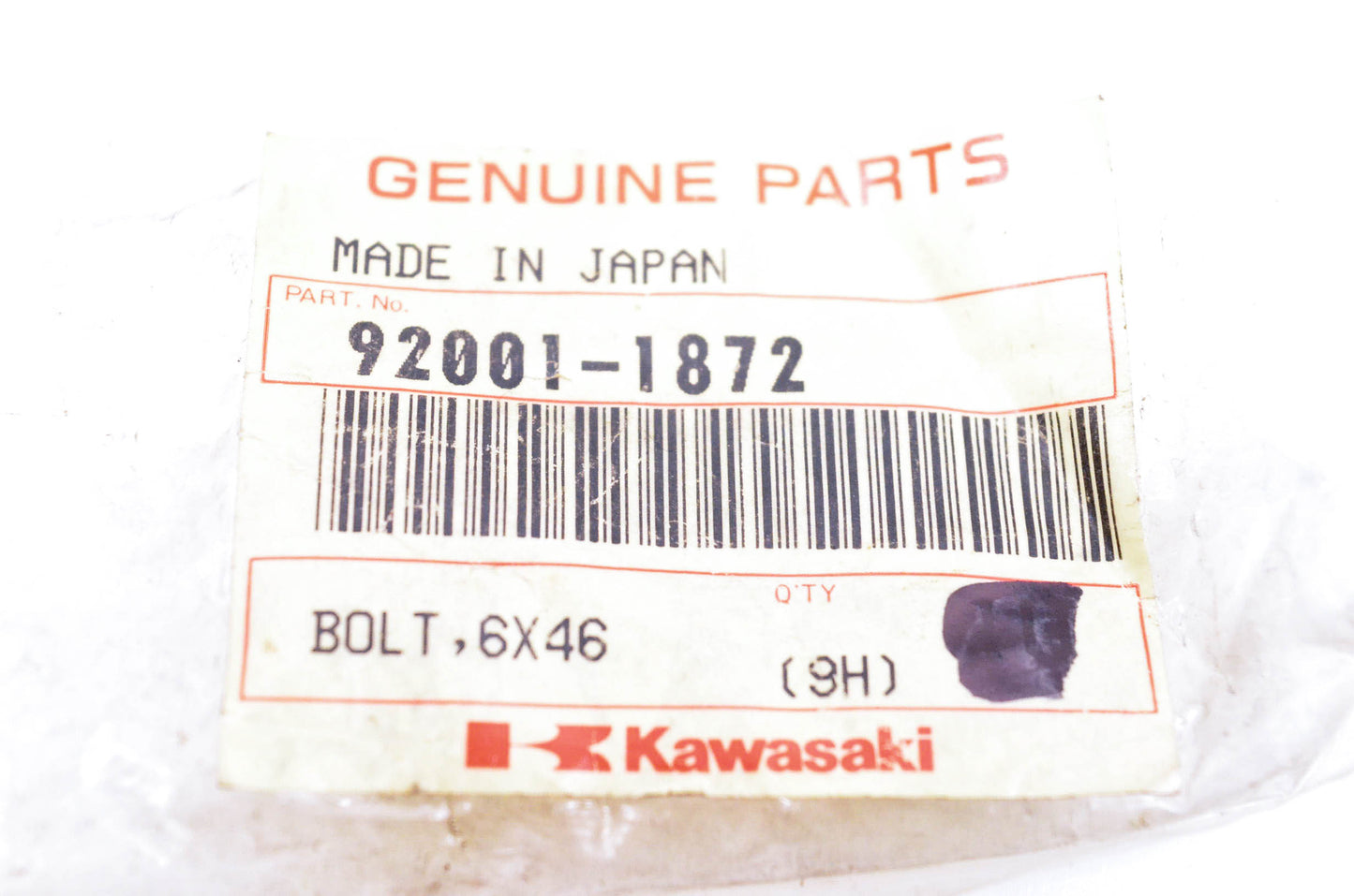 New OEM Kawasaki 92001-1872 Bolt 6x46 NOS