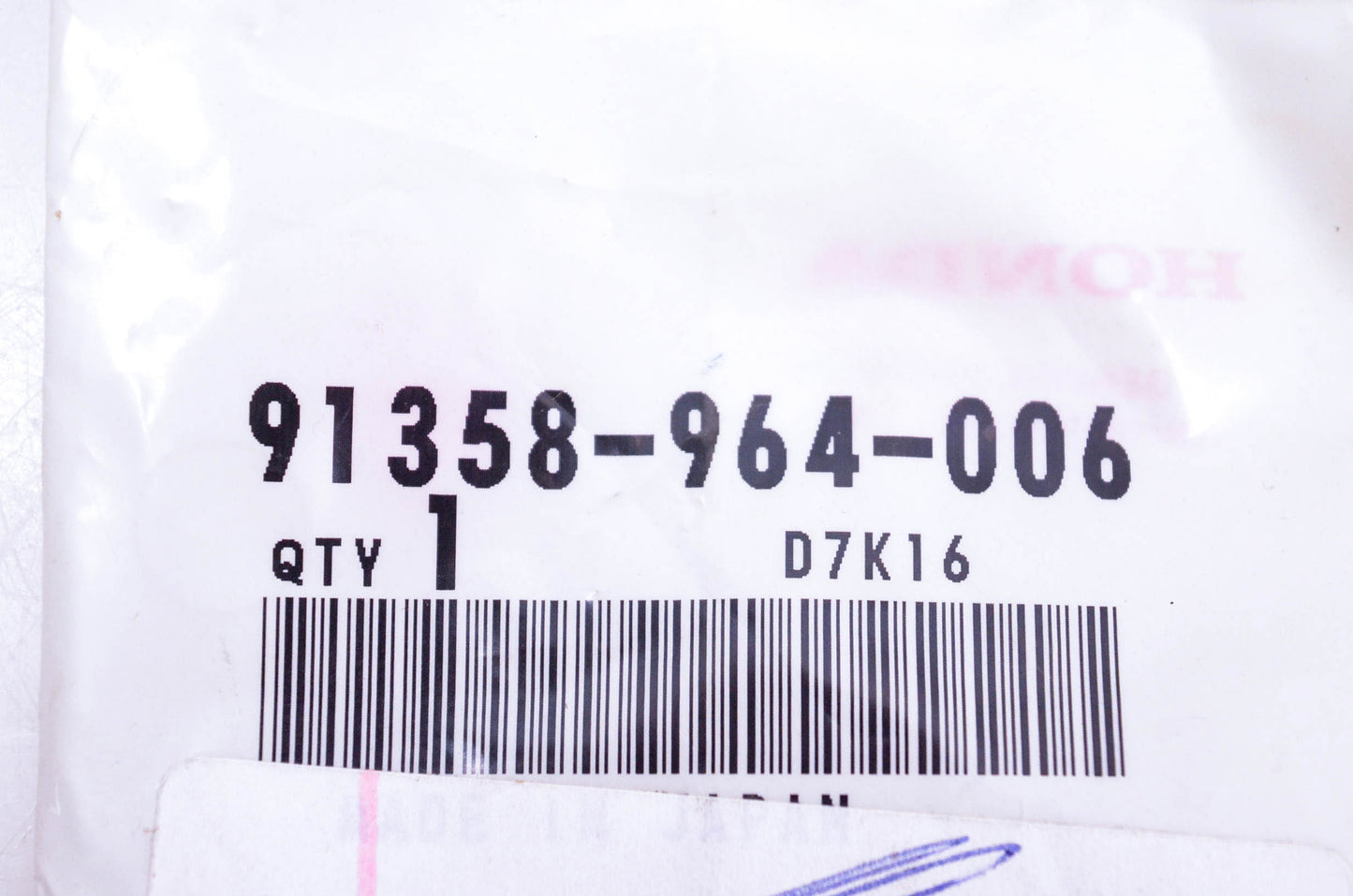 New OEM Honda 91358-964-006 O Ring 7.8x1.9 NOS