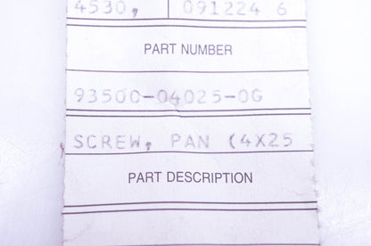 New OEM Suzuki 93500-04025-0G Panhead Screw NOS