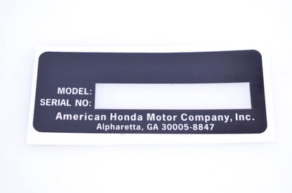 New OEM Honda 87109-V10-020 Serial Number Label NOS