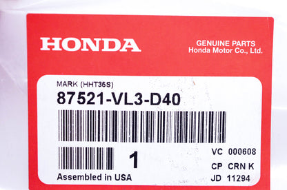 New OEM Honda 87521-VL3-D40 HHT35S Label NOS