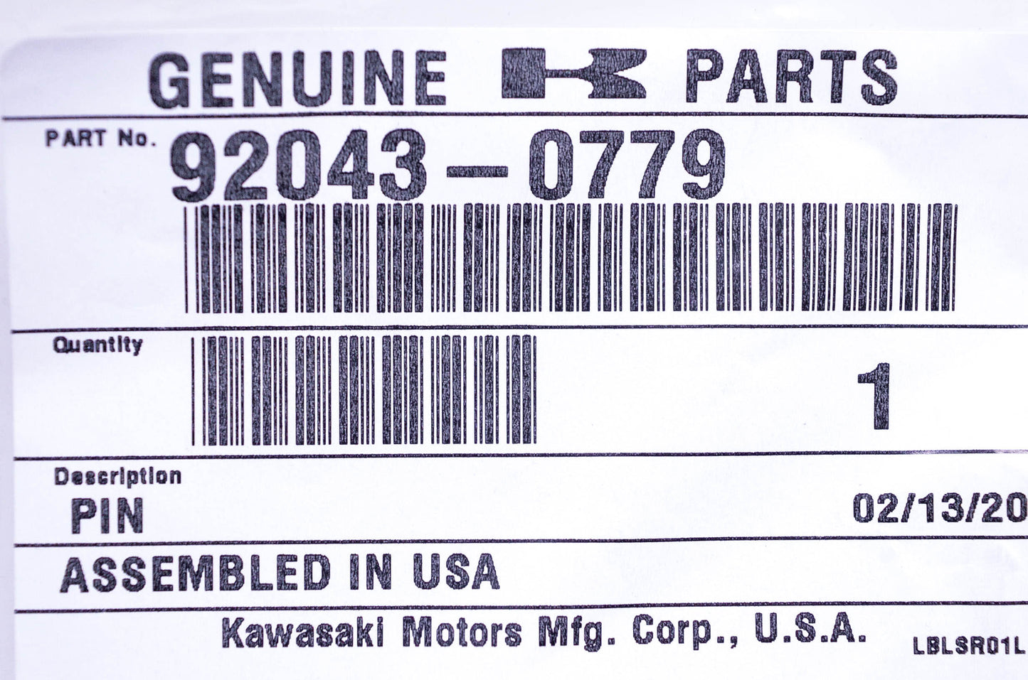 New OEM Kawasaki 92043-0779 Winged Pin NOS