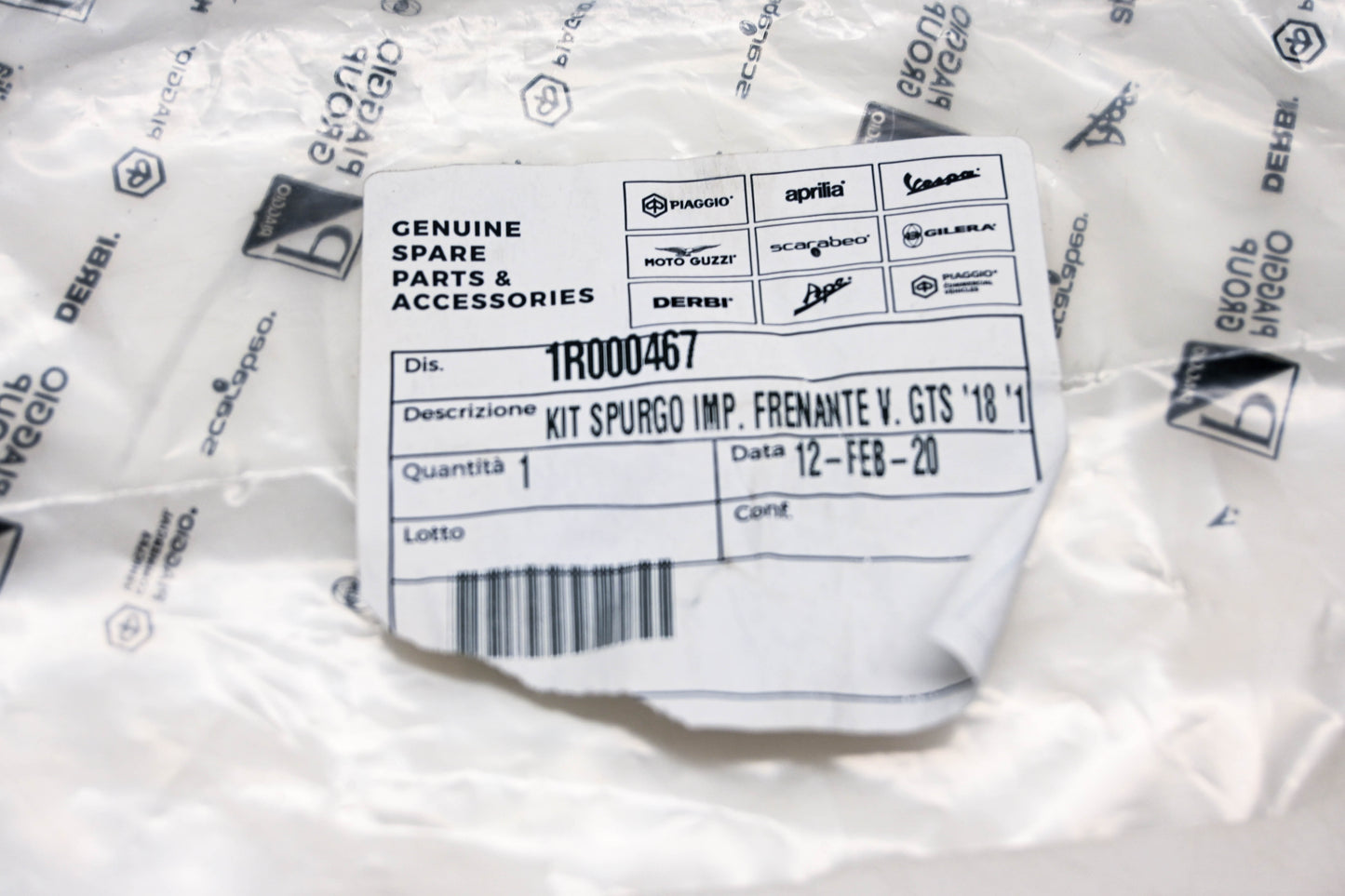 Piaggio 1R000467 Brake System Bleeding Kit NOS