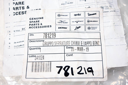 Piaggio 781219 Fuel Cap Cylinder Key Kit NOS