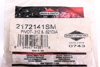New OEM Briggs & Stratton 2172141SM Pivot .312 & .625 NOS