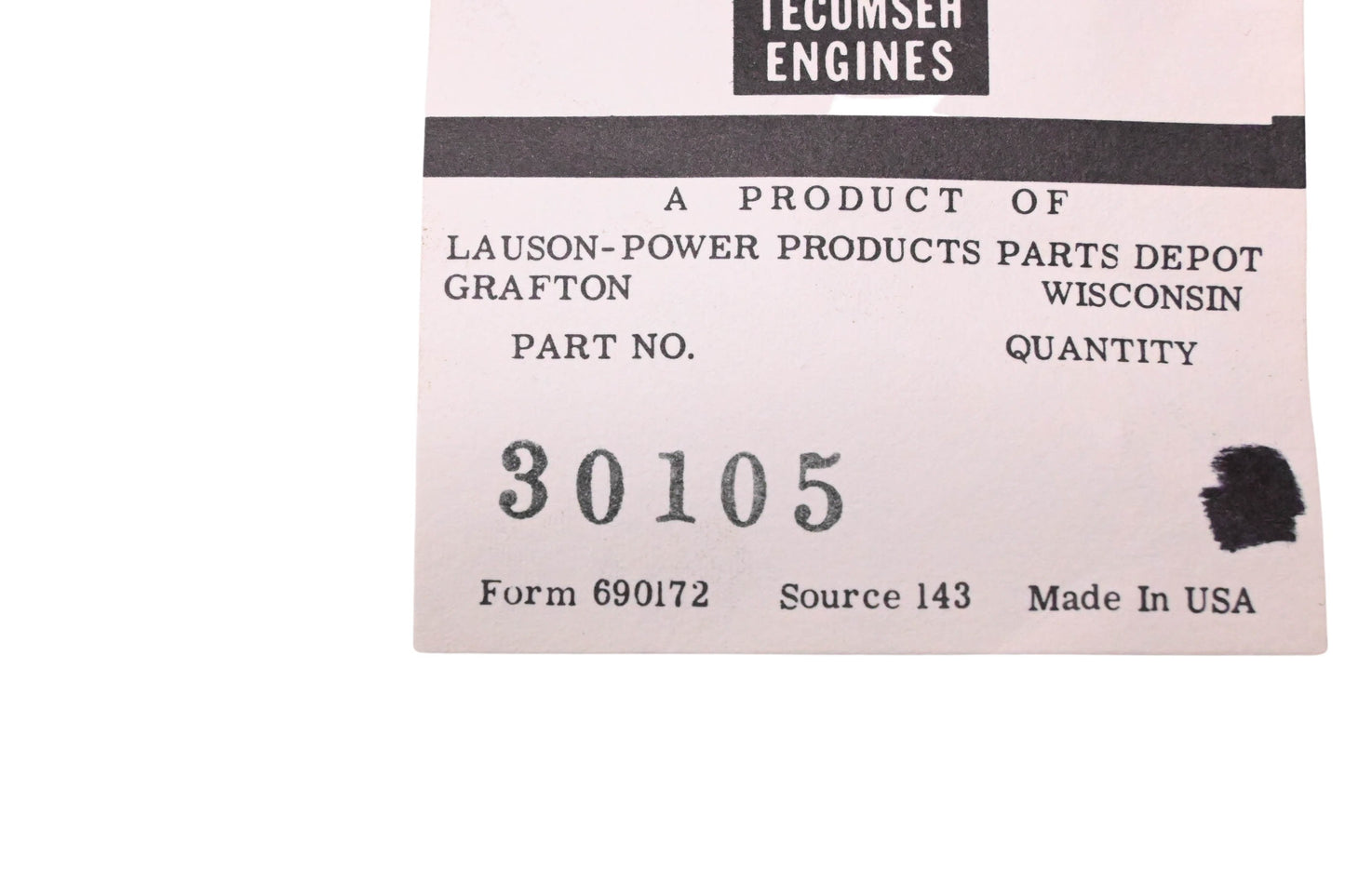 New OEM Tecumseh 30105 Gasket NOS
