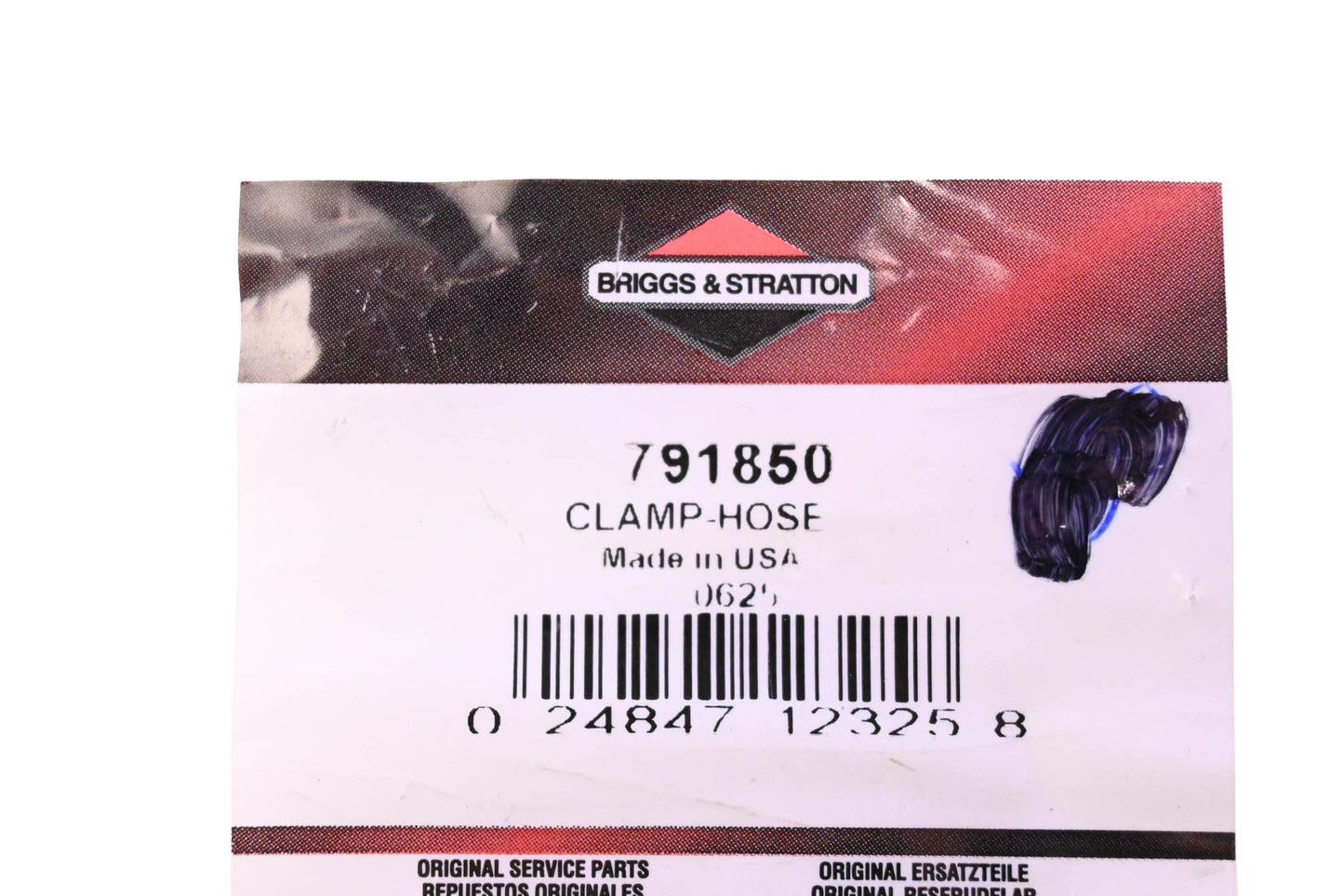 New OEM Briggs & Stratton 791850, 0625 Hose Clamps Qty 2 NOS