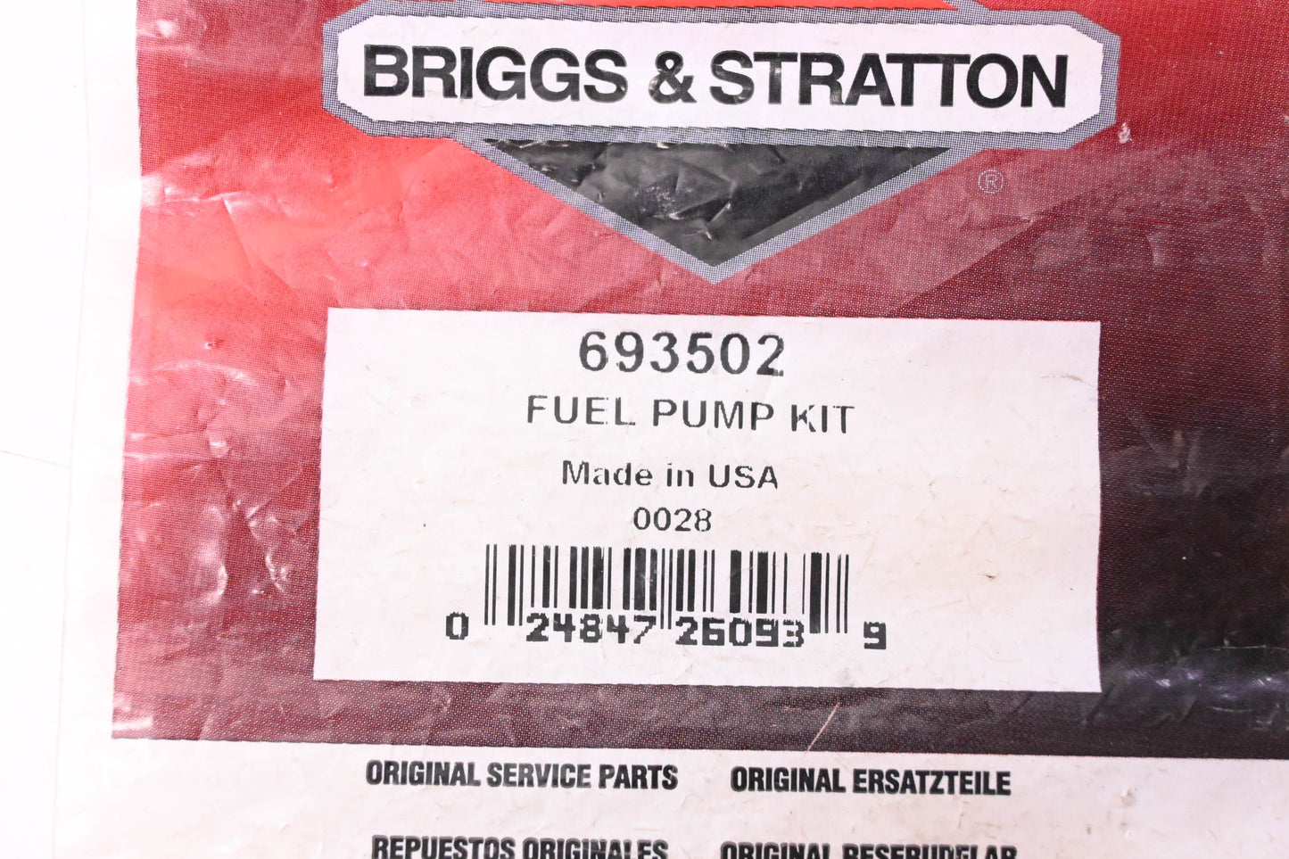 New OEM Briggs & Stratton 693502, 9908 Fuel Pump Repair Kit NOS