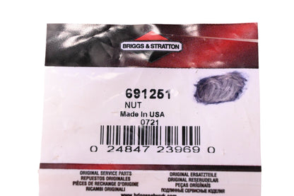 New OEM Briggs & Stratton 691251, 0721 Hex Nut NOS