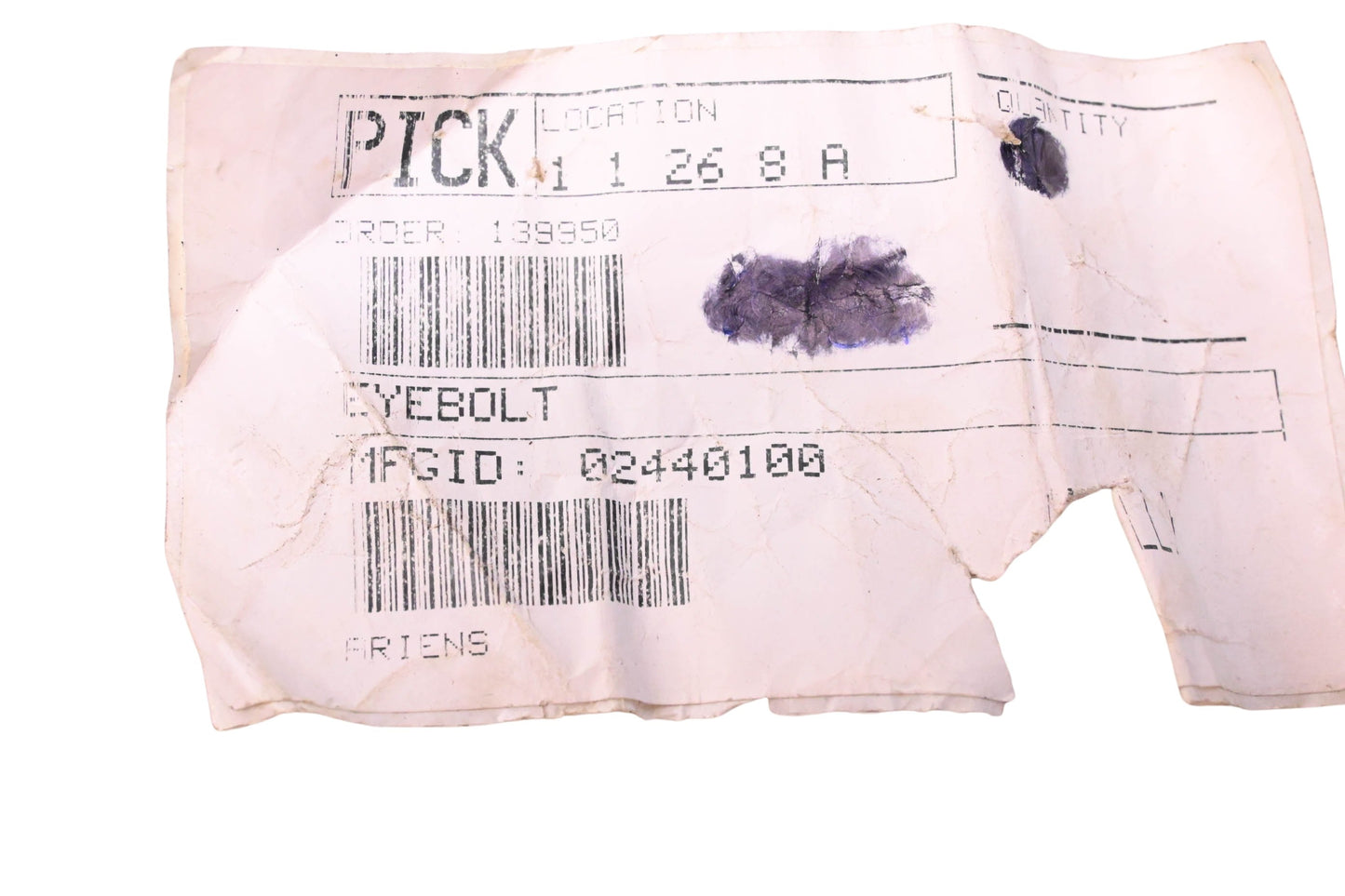 Ariens 02440100 Eyebolt NOS