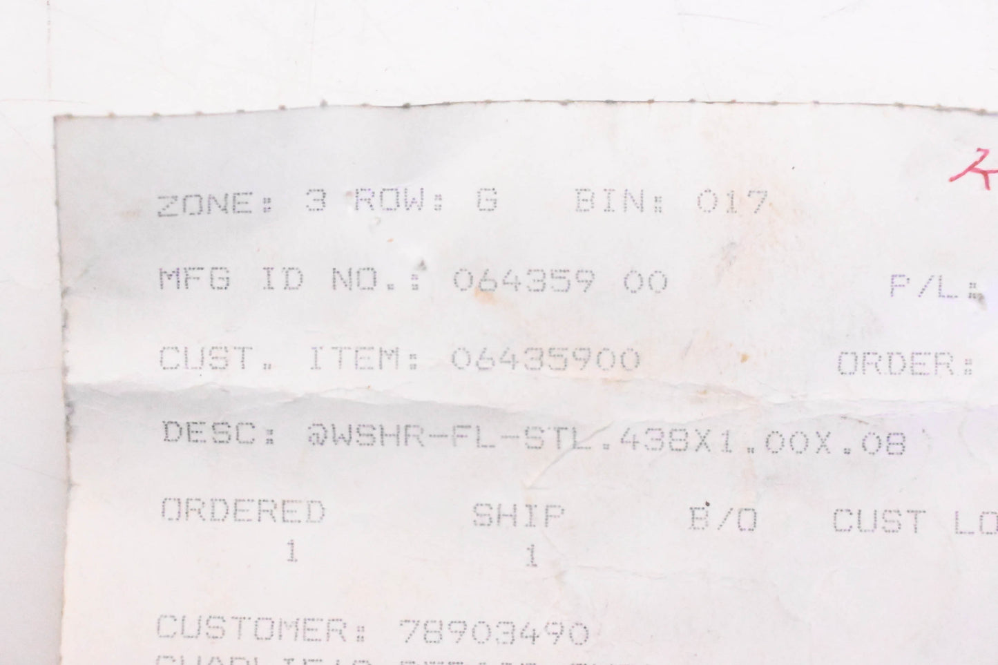Ariens 06435900 Flat Steel Washer NOS