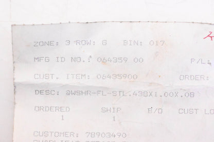 Ariens 06435900 Flat Steel Washer NOS