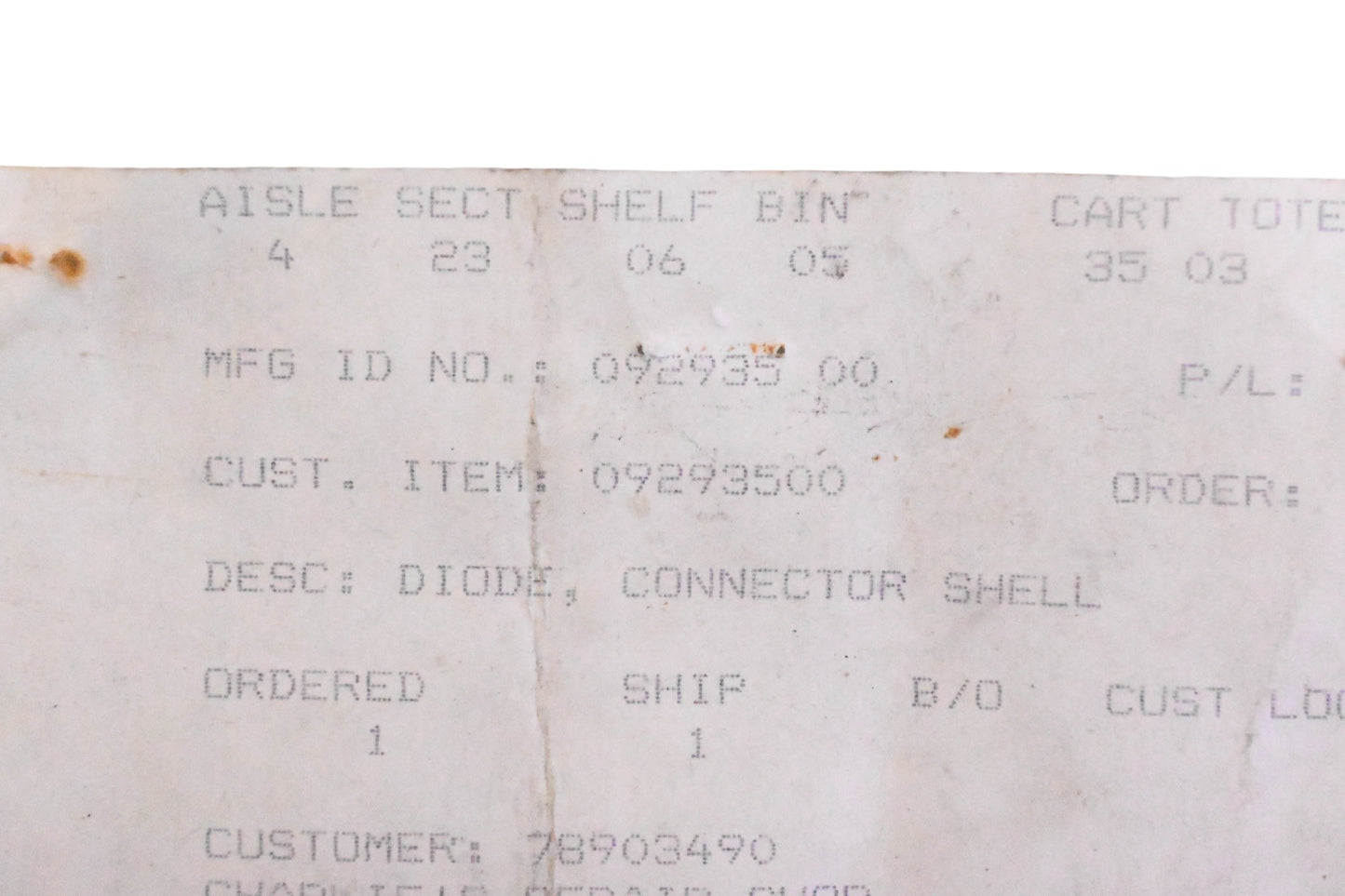 Ariens 09293500 Connector Shell NOS