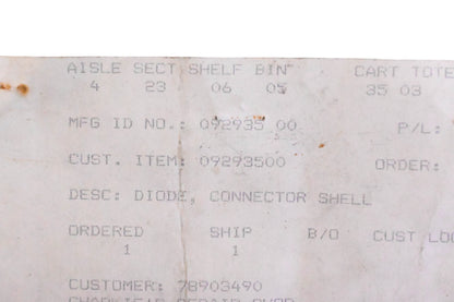 Ariens 09293500 Connector Shell NOS