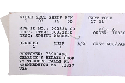 Ariens 00332800 Spring Washer NOS