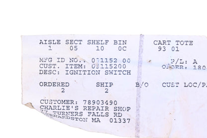 Ariens 03115200 Ignition Switch NOS