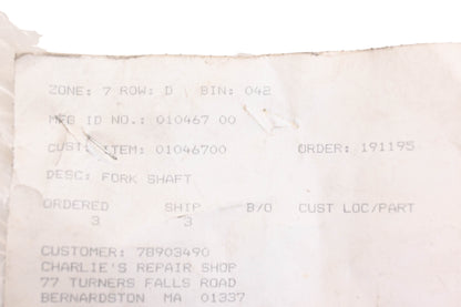 Ariens 01046700 Fork Shaft NOS