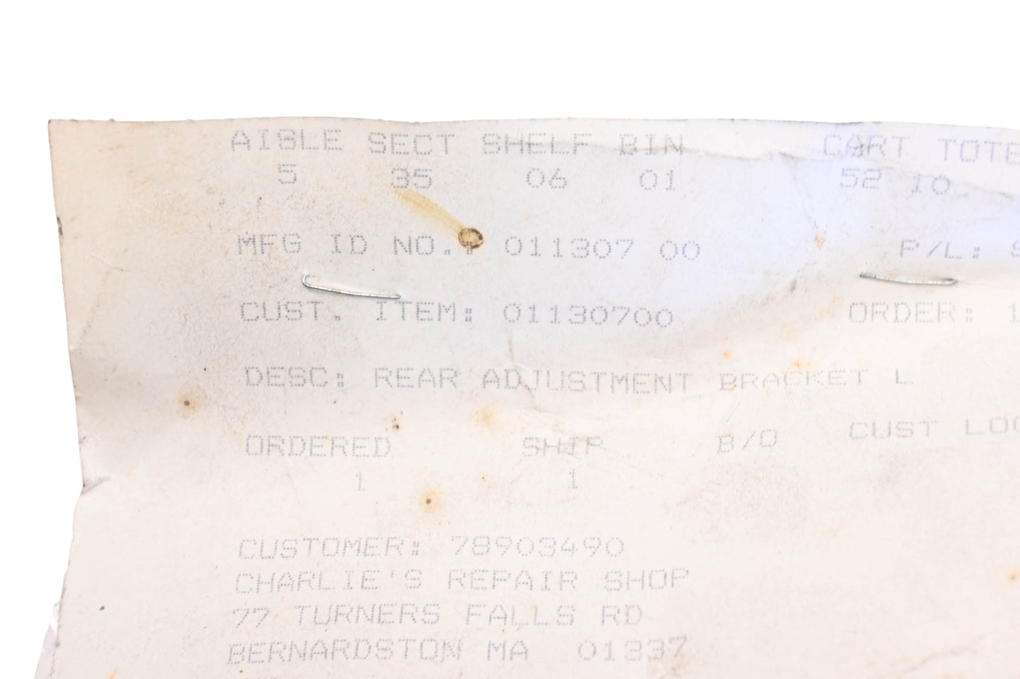 Ariens 01130700 Rear Adjustment Bracket NOS