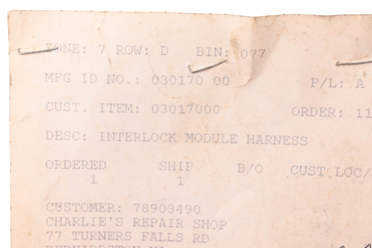 Ariens 03017000 Interlock Module Harness NOS