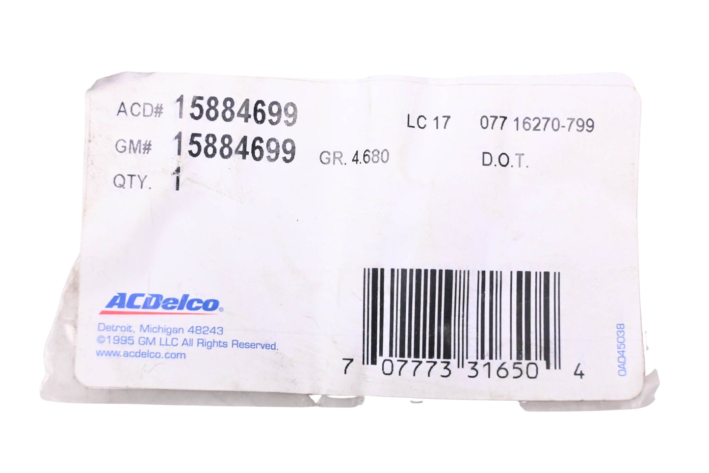 ACDelco 15884699 Brake Hydraulic Hose Assembly NOS