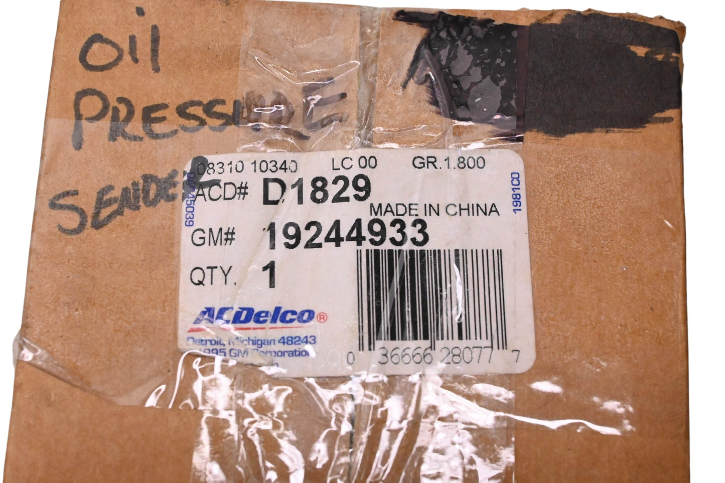 ACDelco D1829 Oil Pressure Sensor NOS