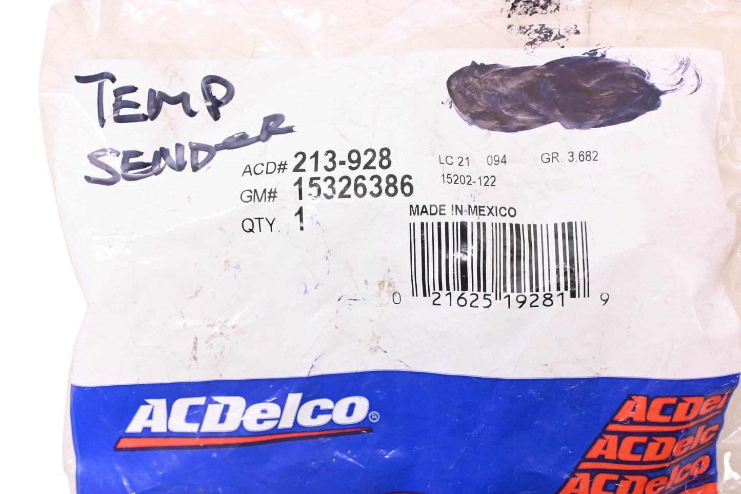 ACDelco 213928 Engine Coolant Temperature Sensor Assembly NOS