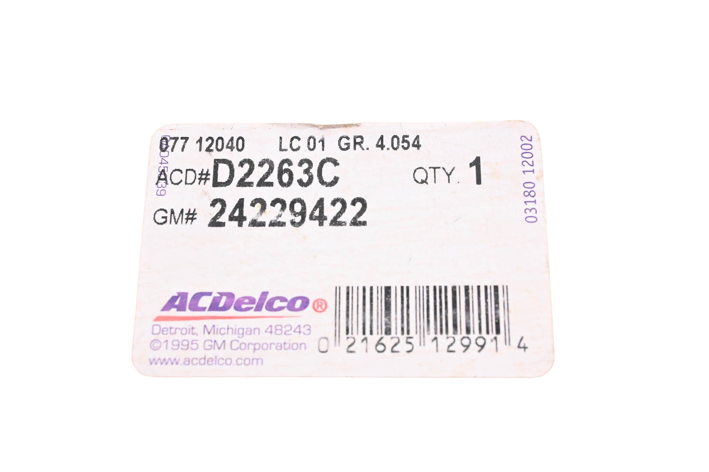 ACDelco D2263C, 24229422 Neutral Position/ Back Up Light Switch Assembly NOS