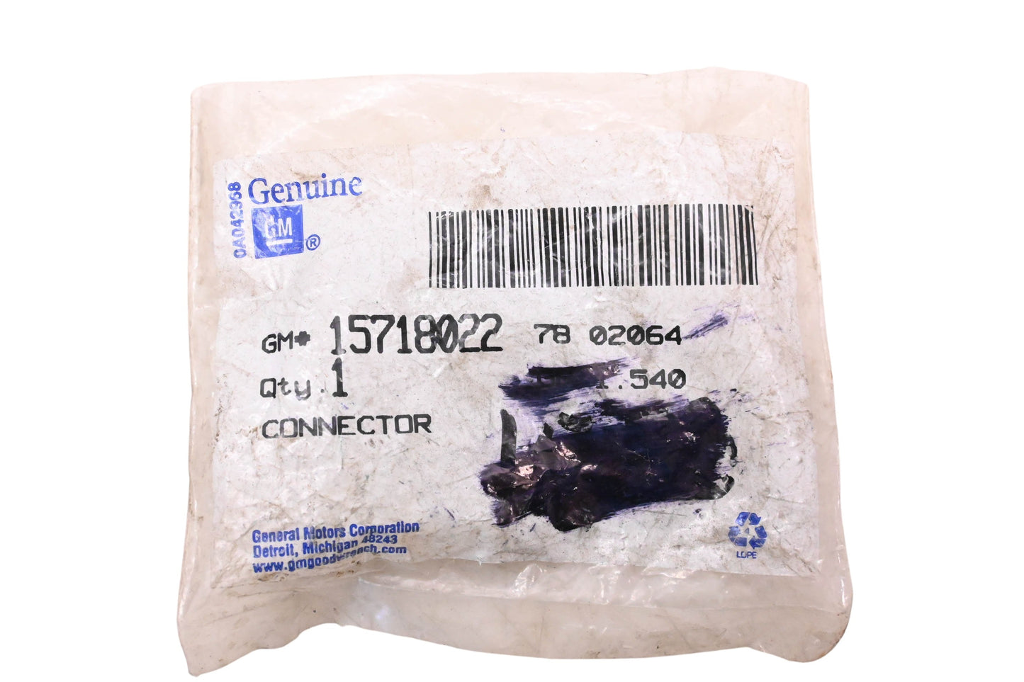 General Motors 15718022 Engine Oil Cooler Hose Connector NOS