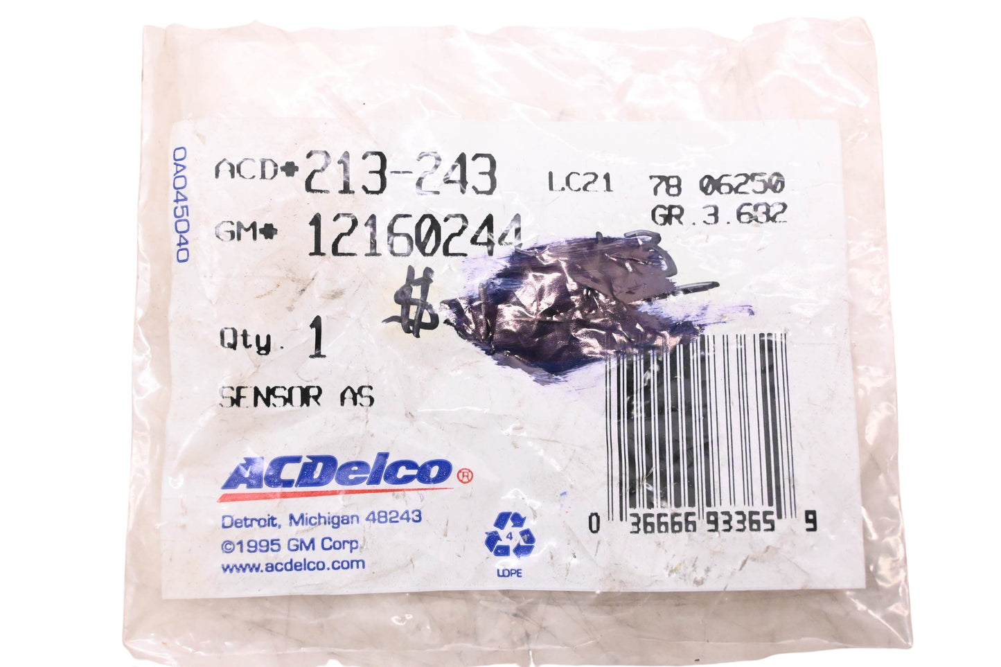 ACDelco 213243 Air Charge Temperature Sensor NOS
