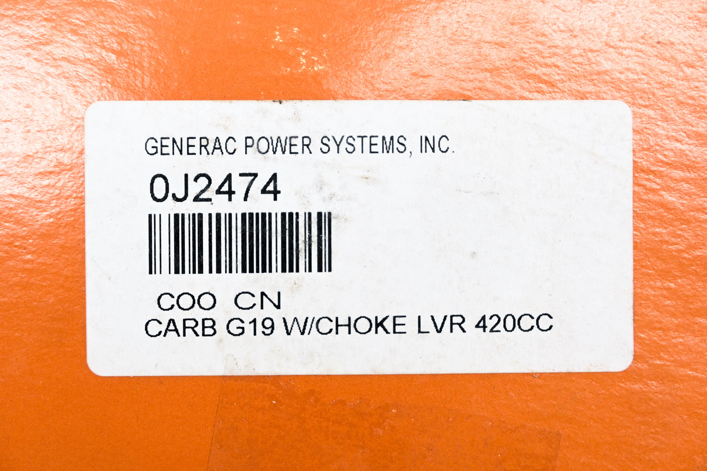 Generac 0J2474 Carburetor Assembly NOS