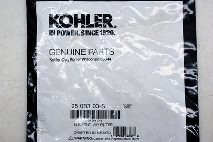 Kohler 2508303-S, 25 083 03-S Air Filter NOS