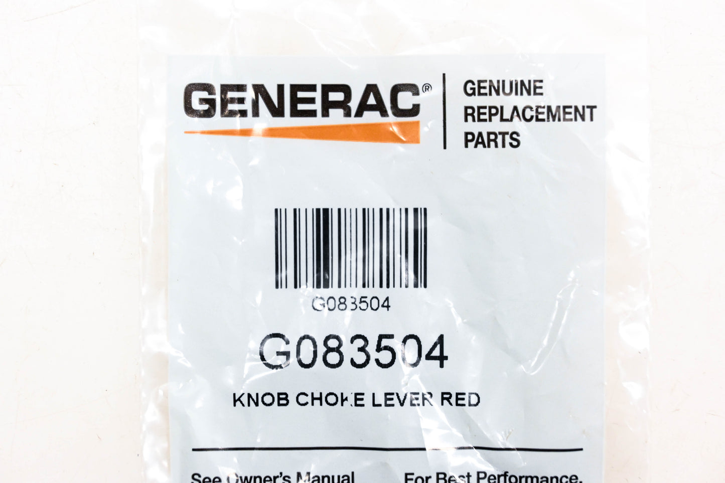 Generac G083504 Red Choke Lever Knob NOS