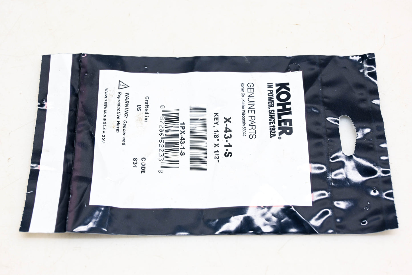 Kohler X-43-1-S Woodruff Key 1/8"x1/2" NOS