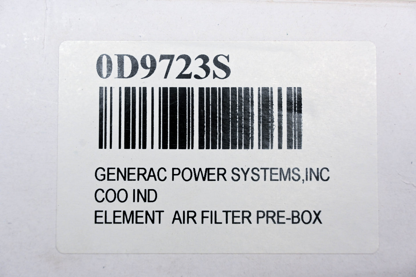 Generac 0D9723S Air Filter NOS